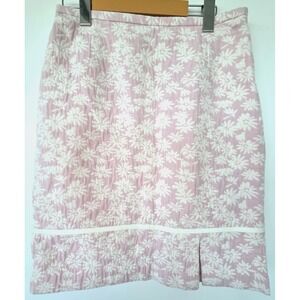 Vtg Conrad C Collection Skirt Pink White Floral Front Slit Minimalist Quiet Lux